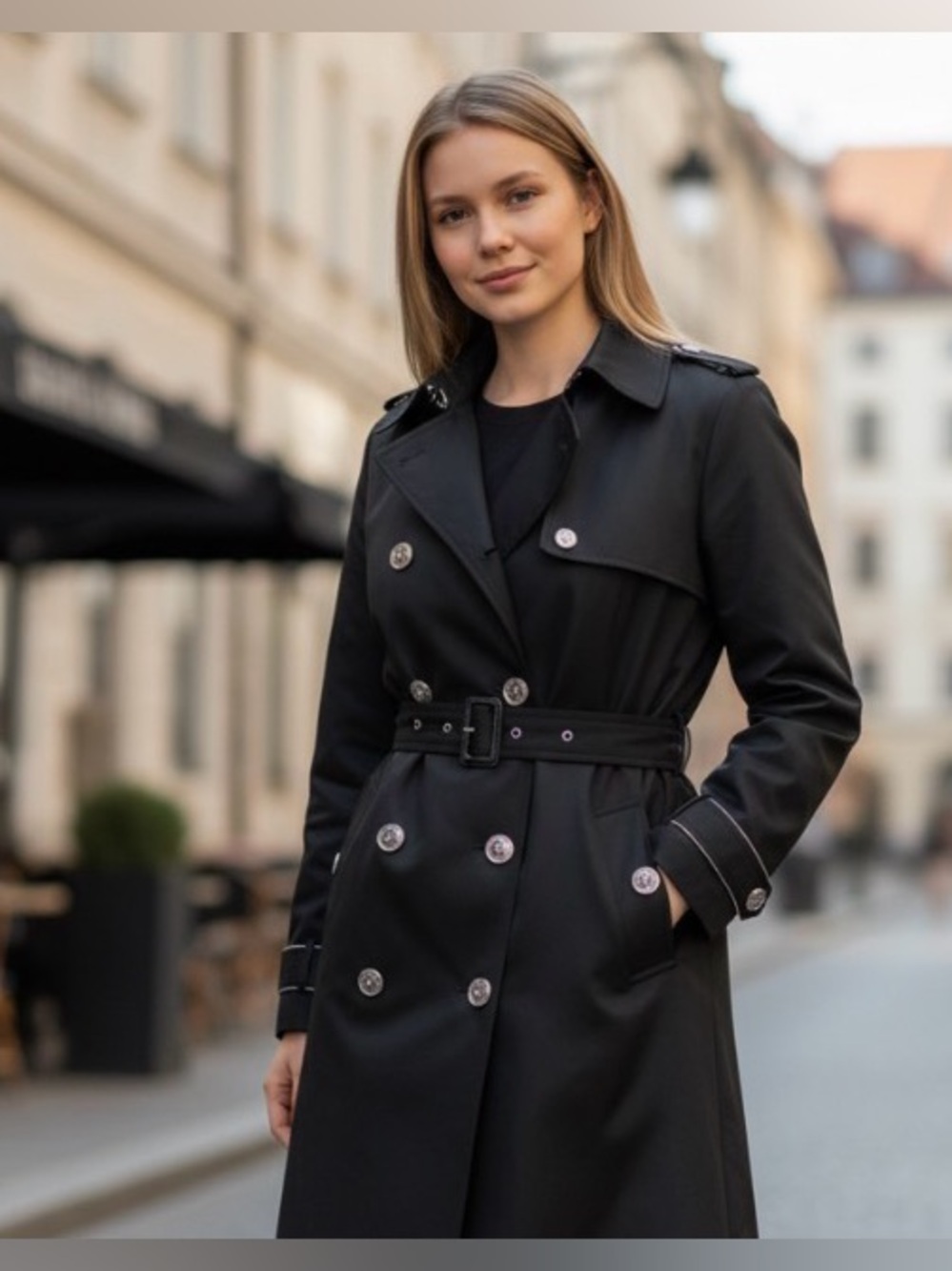 Michael Kors Women's Black 2 Tone Trench Coat Size XL